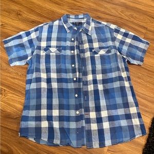 Cremieux Blue and white plaid short sleeve